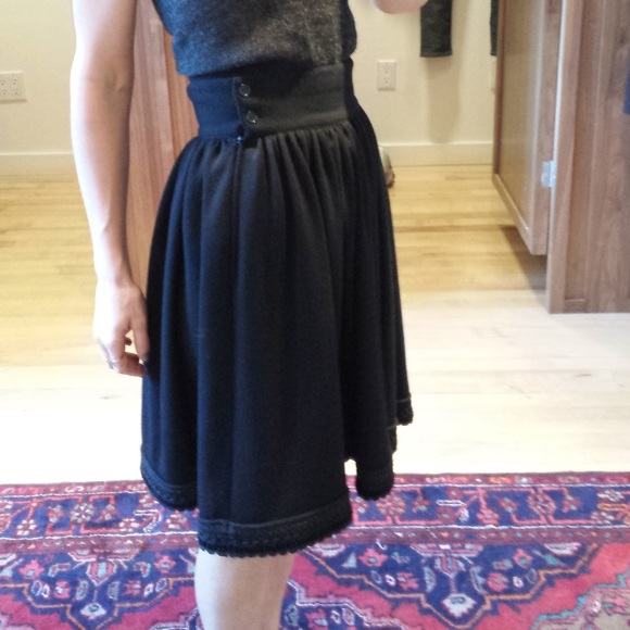 Vintage wool a-line black skirt - Picture 1 of 6